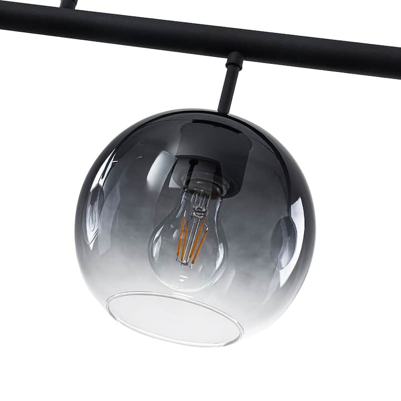 Contemporary 3-Light Gradient Grey Glass Globe Linear Chandelier