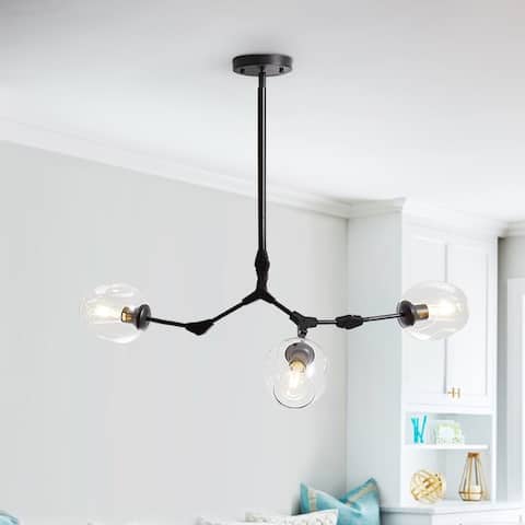 Belladepot Black Modern Full-angle Adjustable Chandelier with Clear Glass Shade