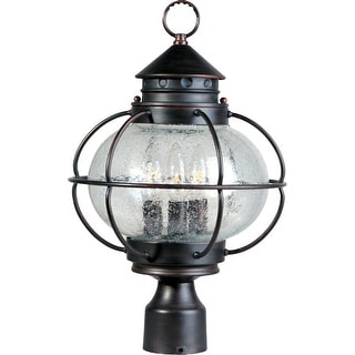 Maxim Portsmouth 16" Tall 3 Light Post Light with Seedy Glass Shade