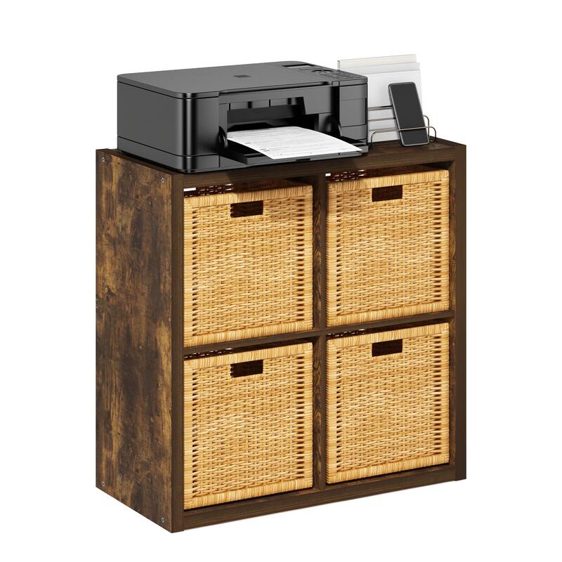 Furinno Cubicle Open Back Decorative Cube Storage Organizer, 4-Cube