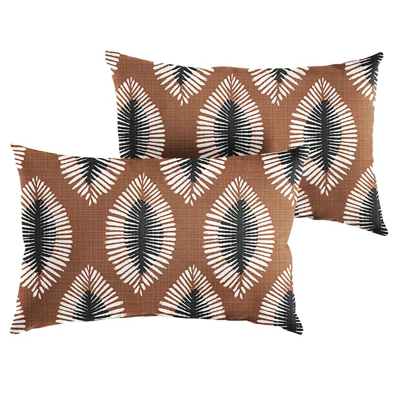 Sorra Home Hayden Sunstone Indoor/Outdoor Knife Edge Lumbar Pillows (Set of 2)