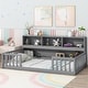 preview thumbnail 21 of 35, Toddler Floor Storage Bed with Bedside Bookcase, Shelves, Fence Guardrails, No Door, No Slats for Boys Girls Children's Room