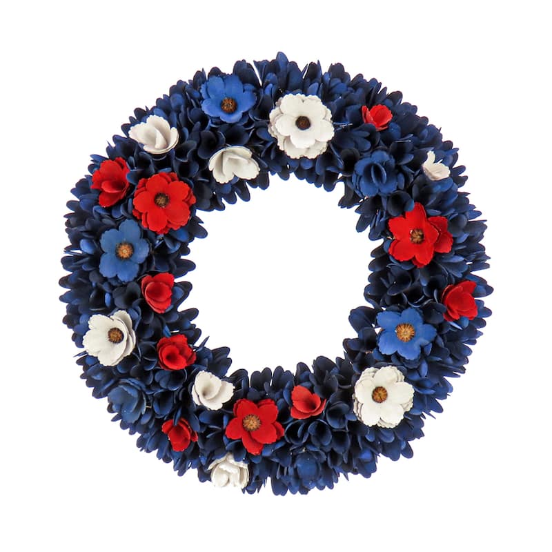 20" Red, White and Blue Floral Wreath