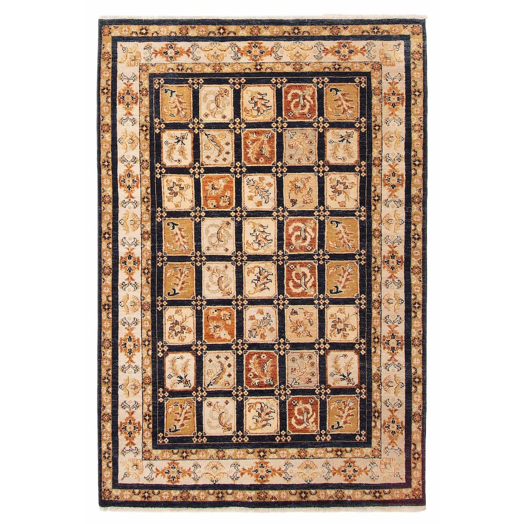 ECARPETGALLERY Hand-knotted Jamshidpour Dark Navy Wool Rug - 4'2 x 6'1