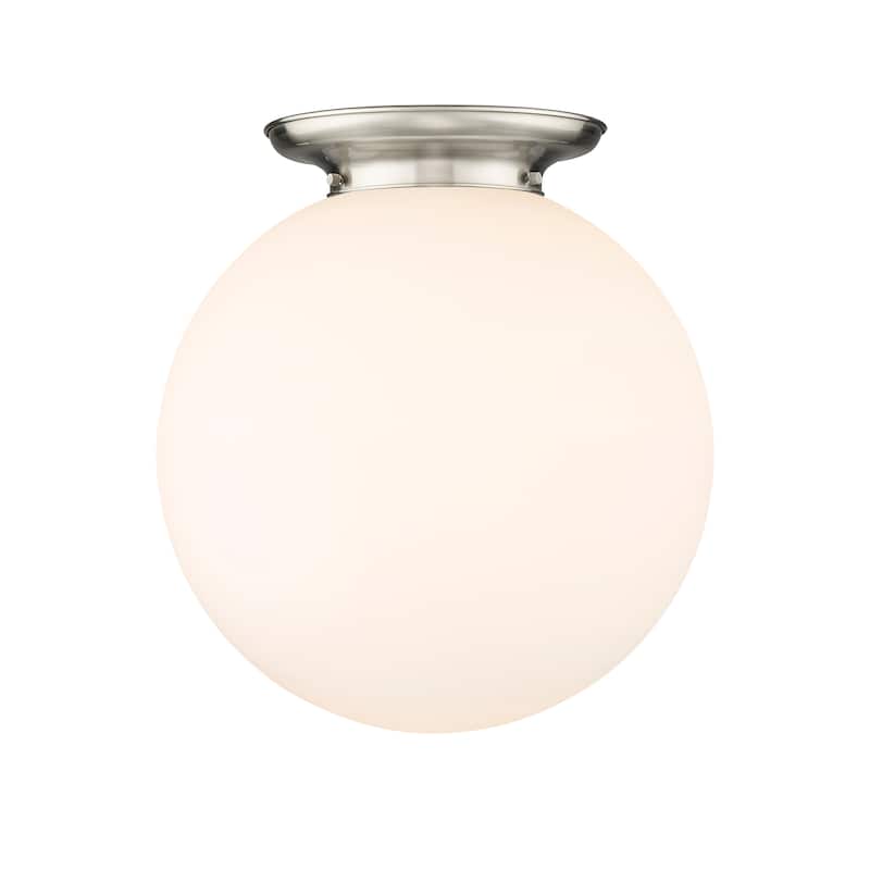 Innovations Lighting Beacon - 1 Light 18" Flush Mount - Satin Nickel/Matte White