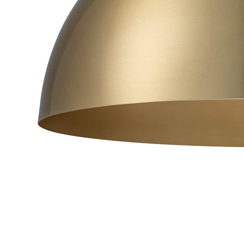 Mid-Century Modern Brass Oversized Metal Dome Pendant Light