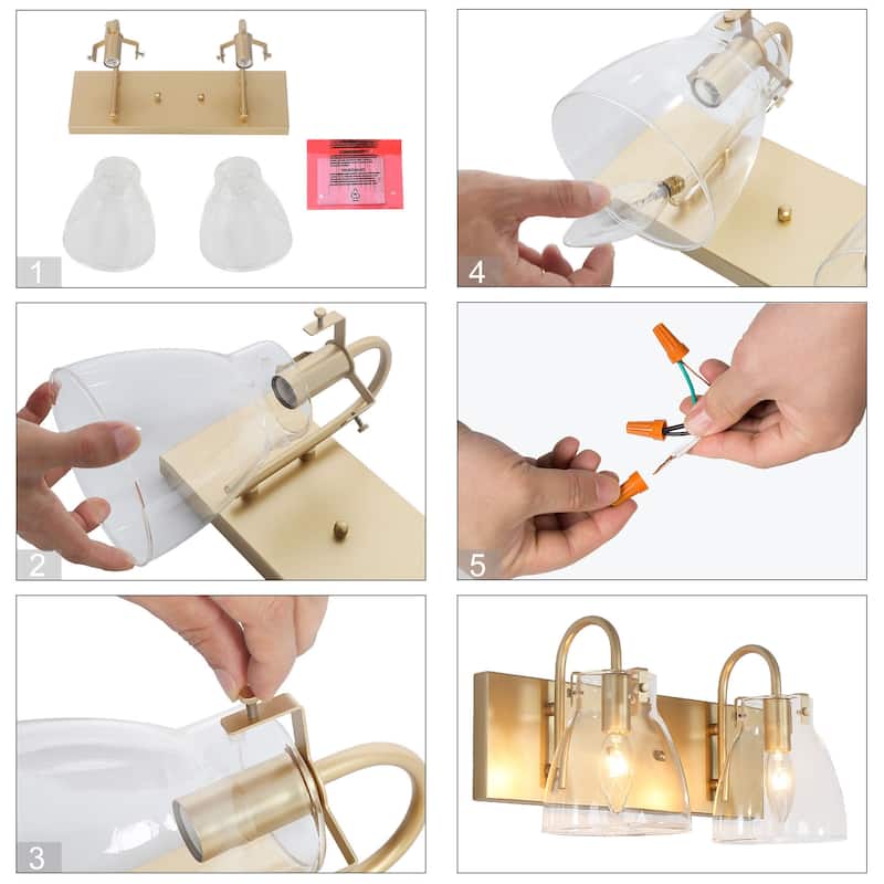 Modern Gold 2/3/4-Light Bathroom Vanity Light Glass Wall Sconces