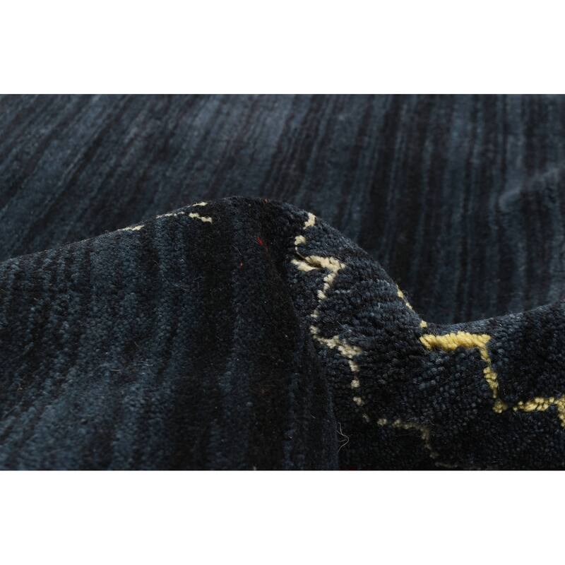 ECARPETGALLERY Hand Loomed Kashkuli Gabbeh Dark Blue Wool Rug - 4'11 x 7'11