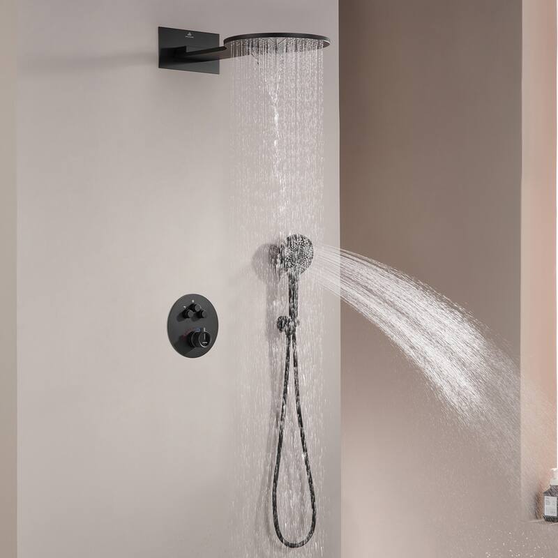 CASAINC 2-function Luxury Thermostatic Dual Shower Faucet Shower System with Waterfall Shower Head