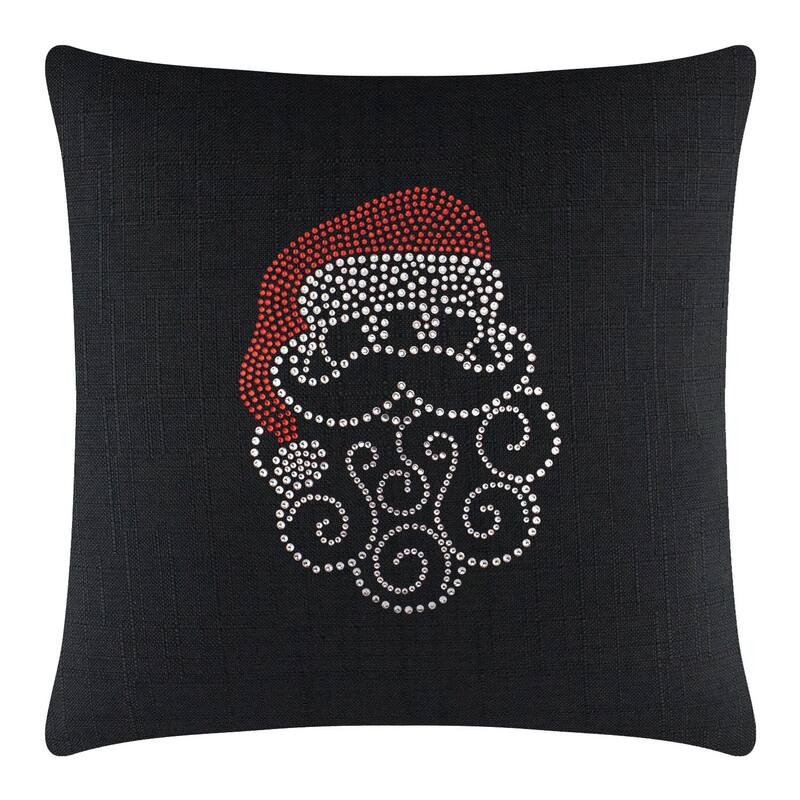 Sparkles Home Santa Rhinestone Pillow - Black - 16 x 16
