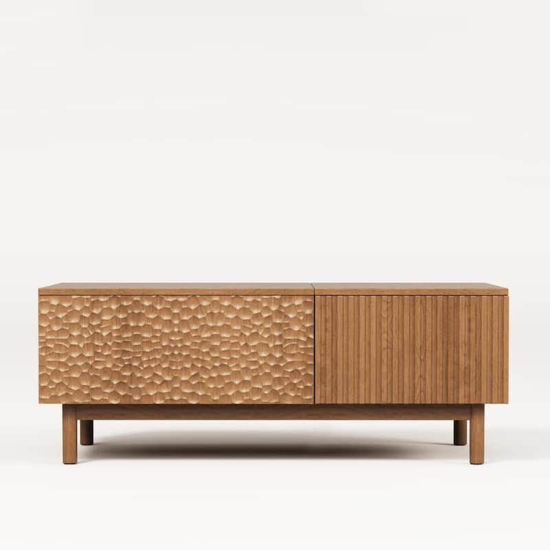 51.1" Satin Walnut Coffee Table with Storage Drawers for Living Room & Home Office - 51.1"Wx27.5"Dx18.9"H