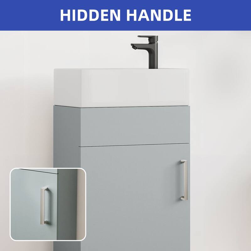 Moasis 16 Inch Bathroom Vanity with Sink, Freestanding Bathroom Cabinet Vanity with 1 Soft Closing Cabinet