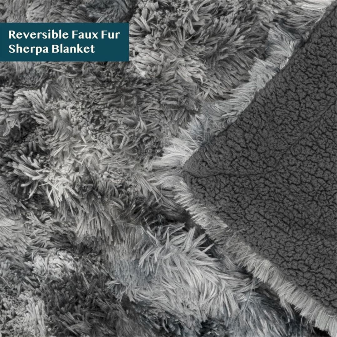 Soft Fluffy Faux Fur Bed Blanket, Tie-Dye-image