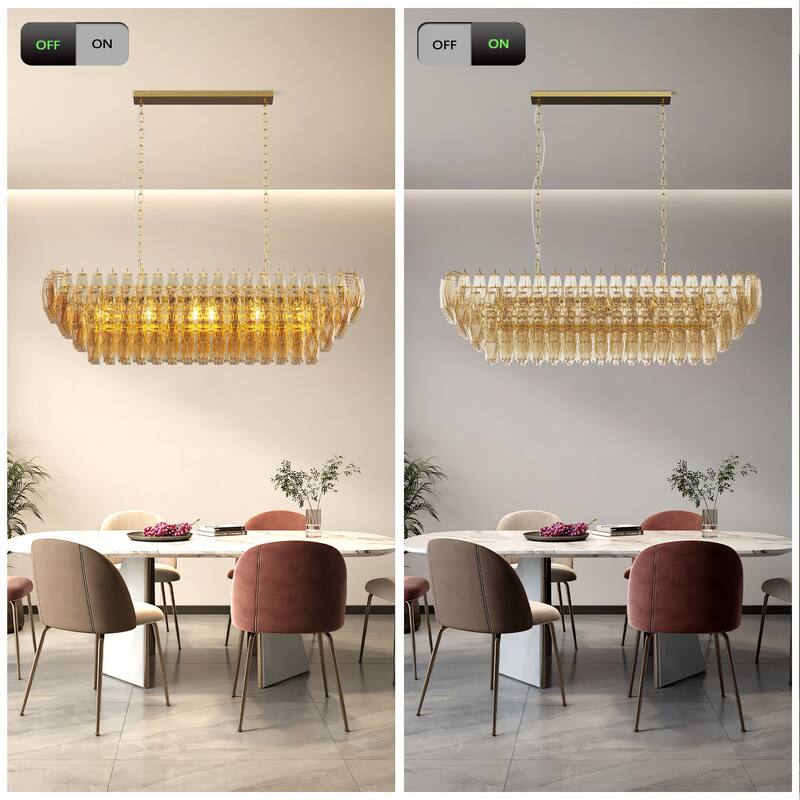 54" Large Rectangle Gold Kitchen Chandelier