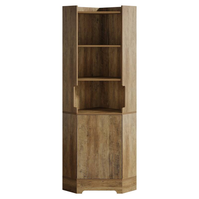 Industrial Farmhouse Corner Bookshelf with Storage for Living Room