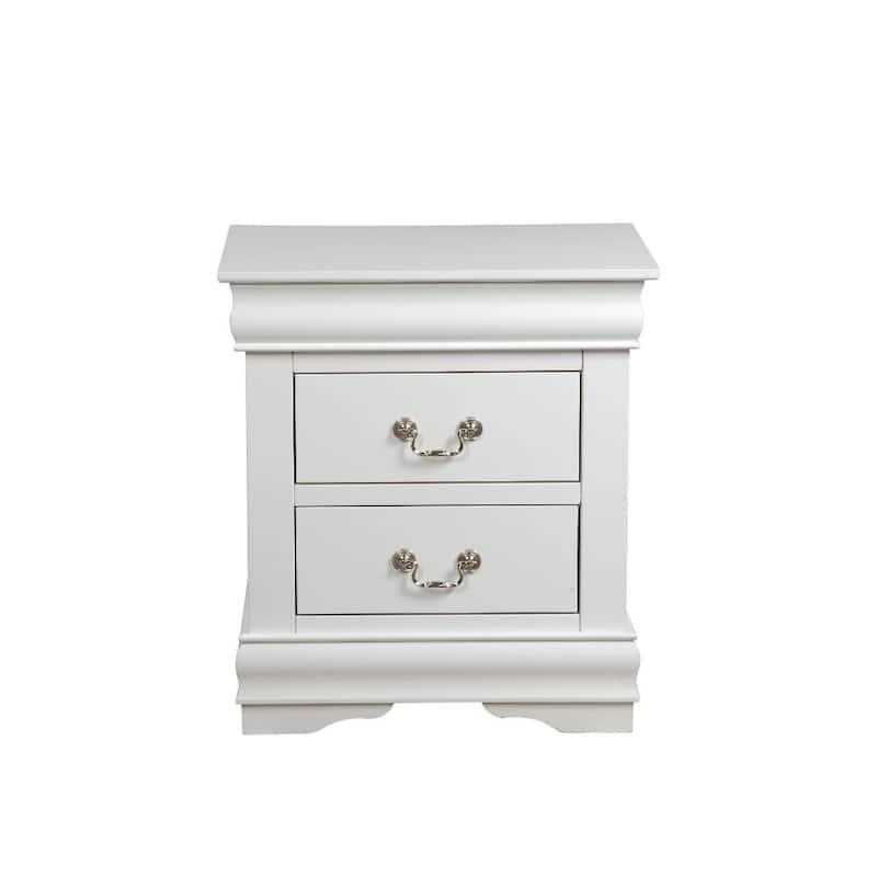 Solid Wood 2-Drawers Nightstands with Metal Handle