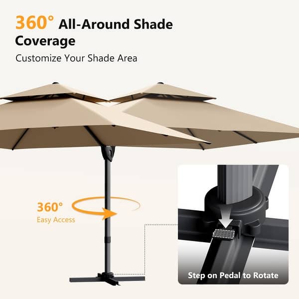15 ft patio umbrella outdoor umbrella with crank and Extra Large 15 ft Patio Umbrella, Double-Sided Large Outdoor Umbrella with Crank Handle and Air Vents for Backyard, Deck, Pool, Market, Blue Arlmont &