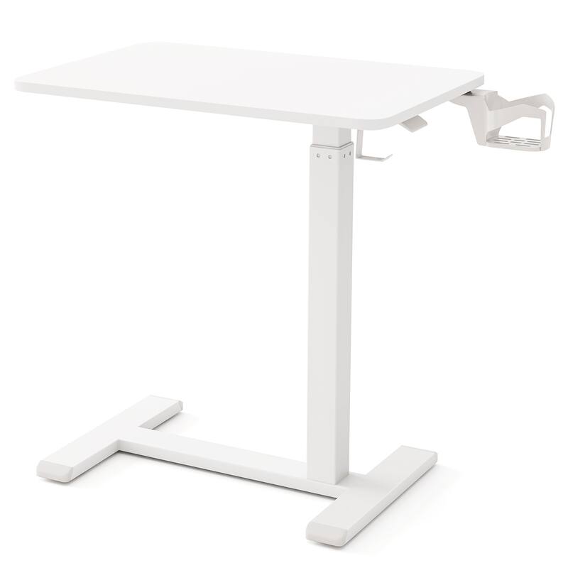 Engineered Wood Mobile Standing Desk with Adjustable Height - White
