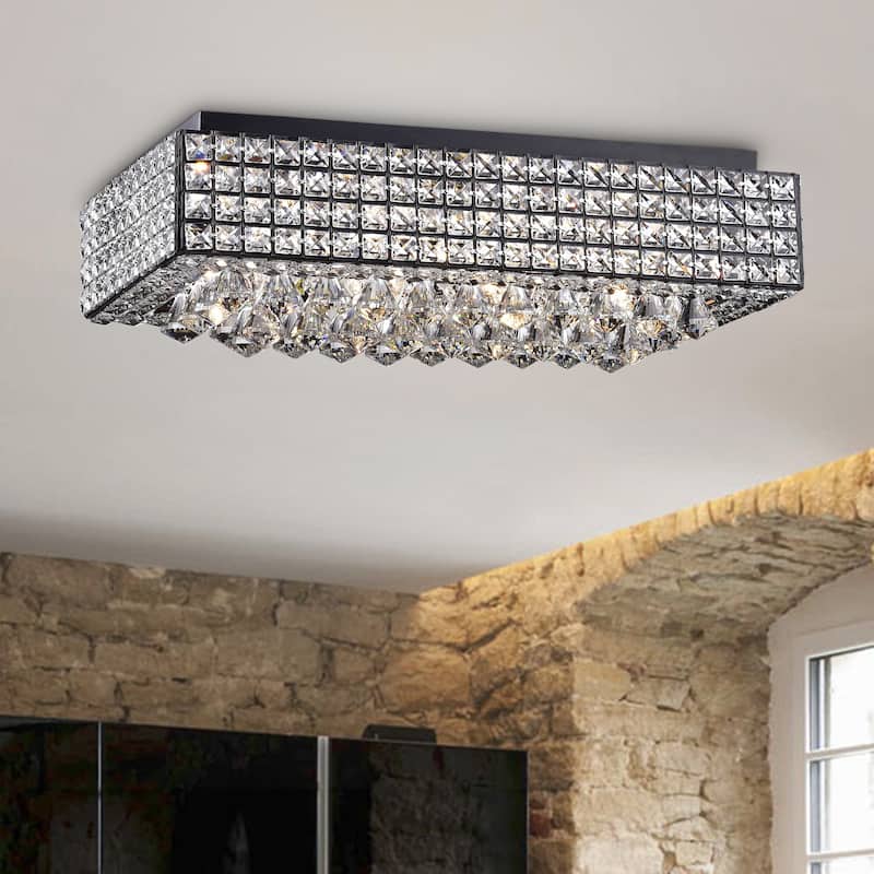 Echion 8-light Glam Crystal Accent Embellished Black Flush Mount