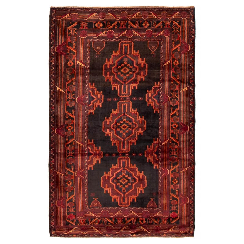 Teimani Black Rug 4'3" x 6'9" - 4'3 x 6'9 - Black - 4'3 x 6'9