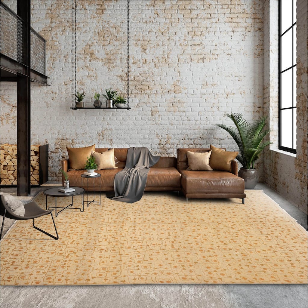 Hand Knotted Michaelian & Kohlberg Beige Tibetan Wool Modern Area Rug - 8' 2'' x 10' 4''