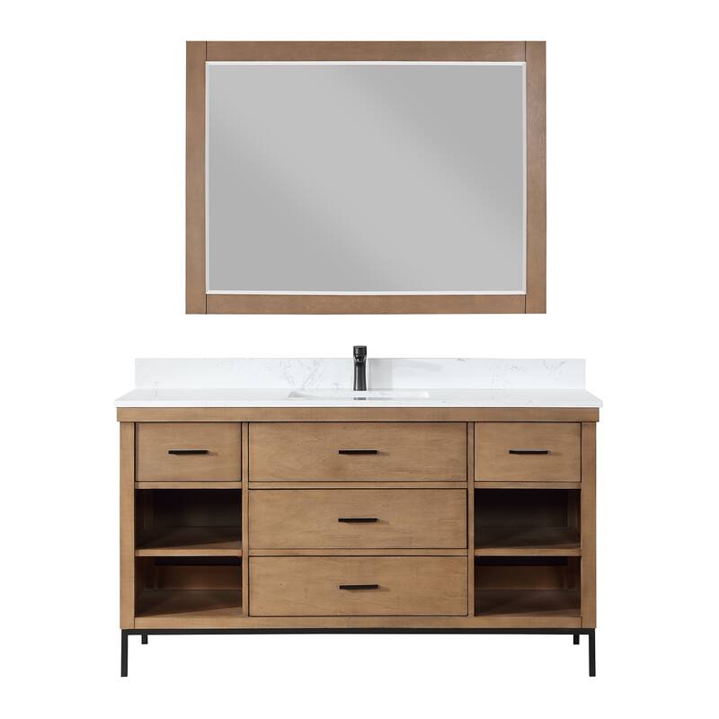 Altair Kesia Bathroom Vanity with Composite Stone Countertop with Mirror