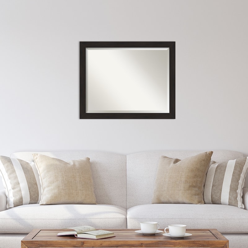 Beveled Wall Mirror - Furniture Espresso Narrow Frame - Furniture Espresso Narrow