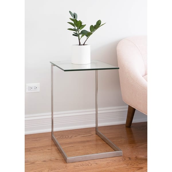 slide 2 of 15, Porch & Den Birchshire Stainless Steel/ Glass End Table