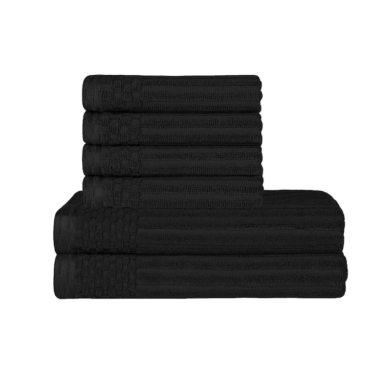 Superior Ribbed Cotton Absorbent Heavyweight Hand Towel and Bath Towel Set