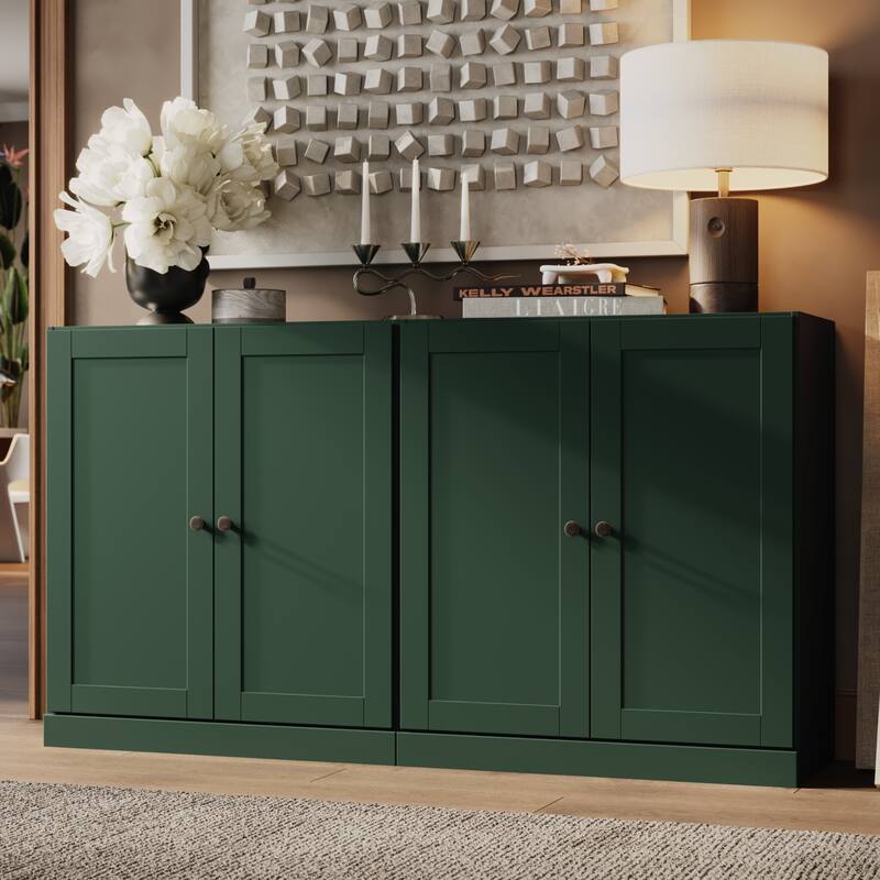 Palace Imports 100% Solid Wood 64" Sideboard with Raised Panel Doors & Adjustable Shelves - Green