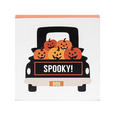 Pumpkin Truck Block Halloween Shelf Sitter Centerpiece