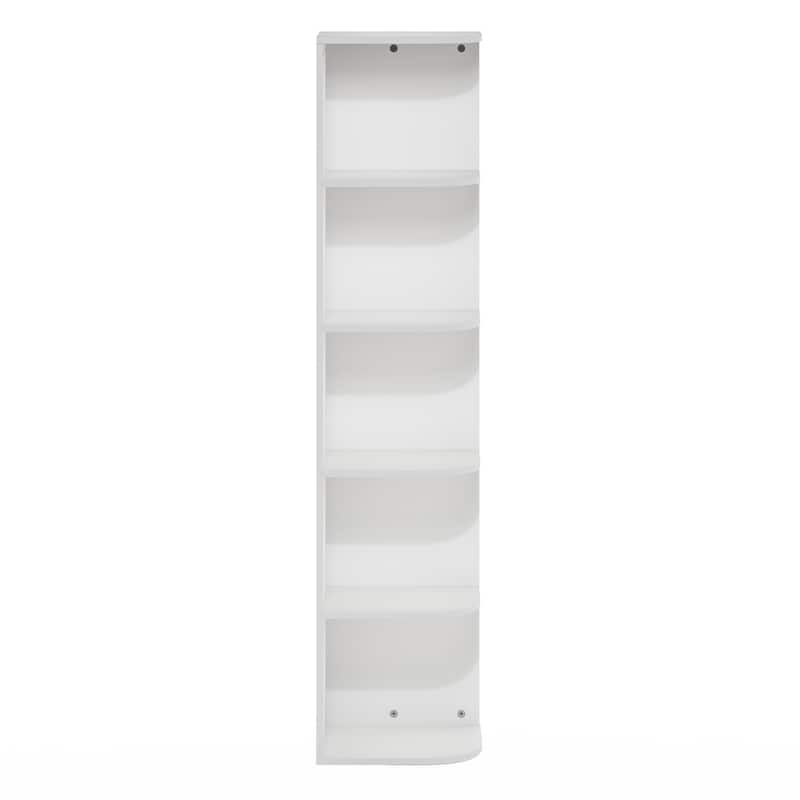 Furinno Pasir 5-Tier Corner Open Shelf Bookcase - White