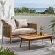 preview thumbnail 2 of 40, Christopher Knight Home Burchett Acacia Wood Outdoor Loveseat and Coffee Table Set with Optional Sunbrella Cushions