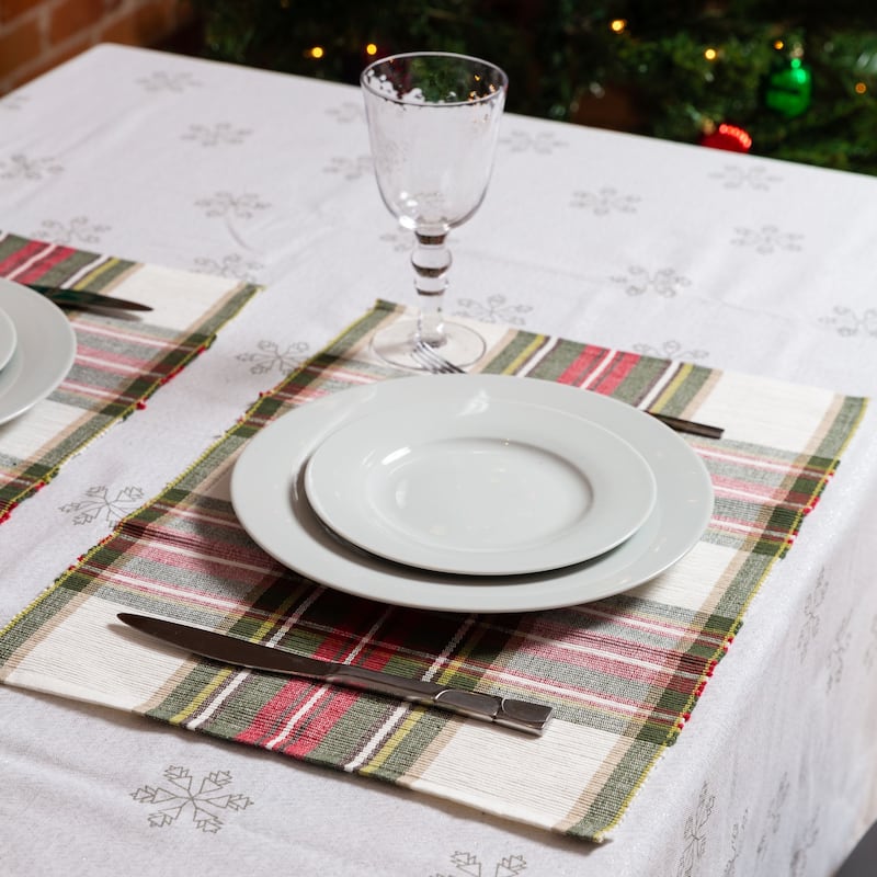 Fabstyles Celebration Plaid High Quality Cotton Placemats Set of 4 - 13"x19"