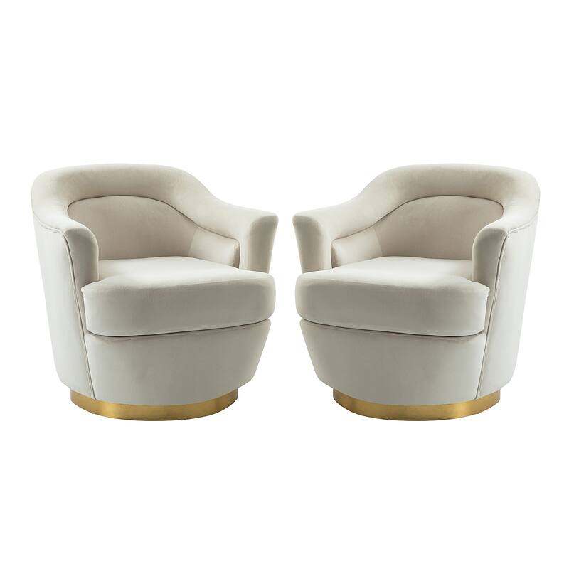 Kanstantin Modern Upholstered Swivel Barrel Chair with Golden Base Set Of 2 by HULALA HOME