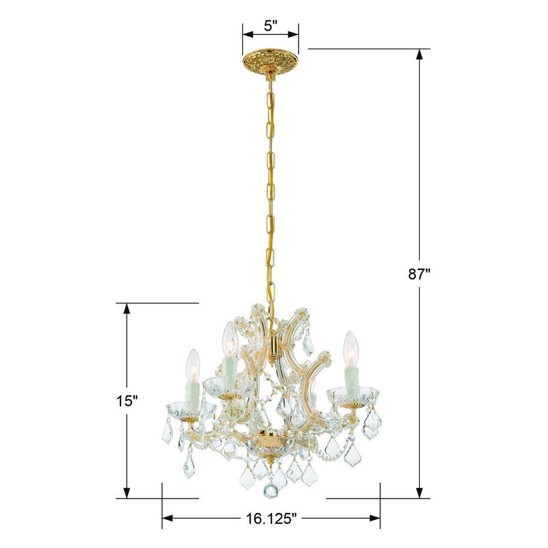 Maria Theresa 4 Light Spectra Crystal Gold Mini Chandelier - 16.5'' W x 15'' H