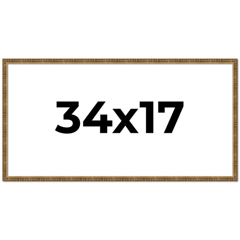 34x17 Frame Black Real Wood Picture Frame Kingsley Gold Distressed Photo Frame with UV Acrylic Foam Board Backing &