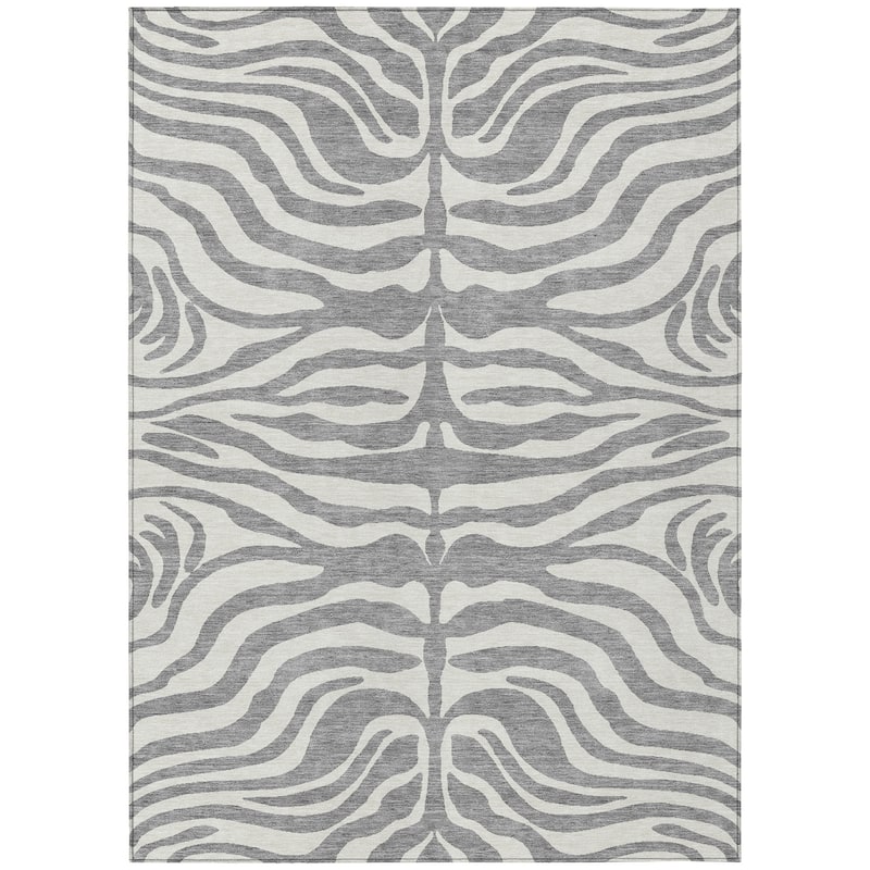 Machine Washable Indoor/ Outdoor Modern Animal Print Chantille Rug