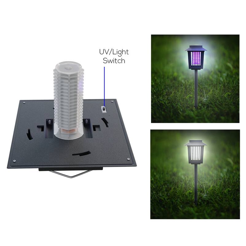 Pure Garden Black Solar Power UV Mosquito and Bug Zapper LED Light
