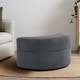 preview thumbnail 92 of 96, Upholstered Chenille Boucle Half Moon Storage Ottoman with Tray