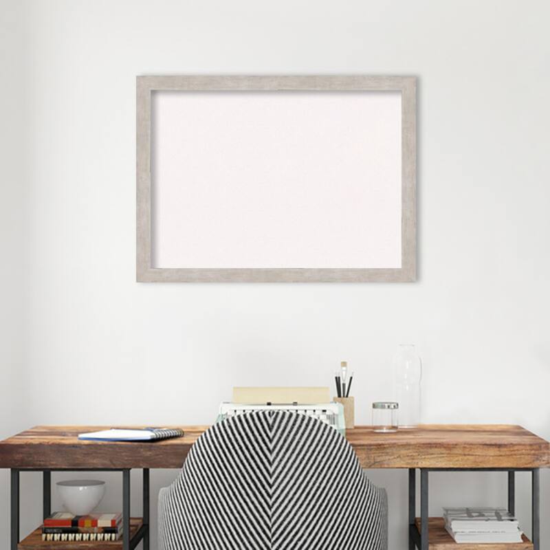 Marred Wood Framed White Corkboard Bulletin Board