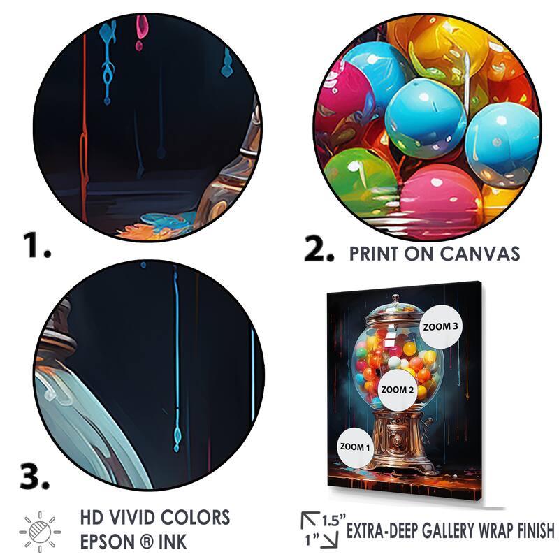 Designart "Popart Glitzy Gumballs Portrait" Pop Art Wall Art Print