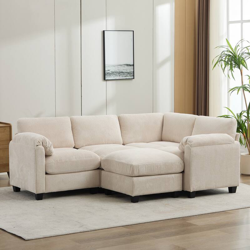 Multi-Seater Corduroy Sectional Sofa, Soft & Comfortable Corner Sofa