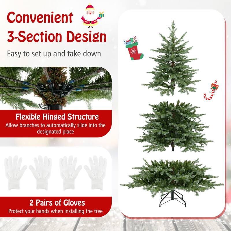 Gymax 5/6/7 FT Artificial Christmas Tree w/ 1426/2116/3156 Lush PVC &