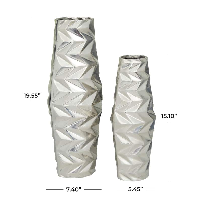 Modern Aluminum Metal Geometric Vase (Set of 2) - Silver, Gold, Black
