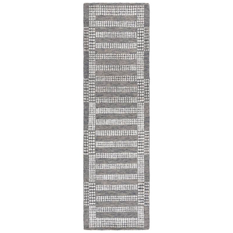 SAFAVIEH Handmade Pine Slaviya Modern Wool Rug - 2'3" x 8' Runner - Grey/Ivory