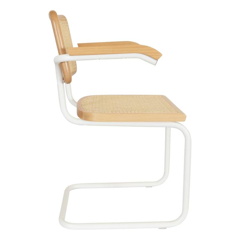 Breuer Chair Company Marcel Breuer Cesca Cane Cantilever Armchair Arm Chair w/ White Steel Frame (Various Wood & Cane Colors)