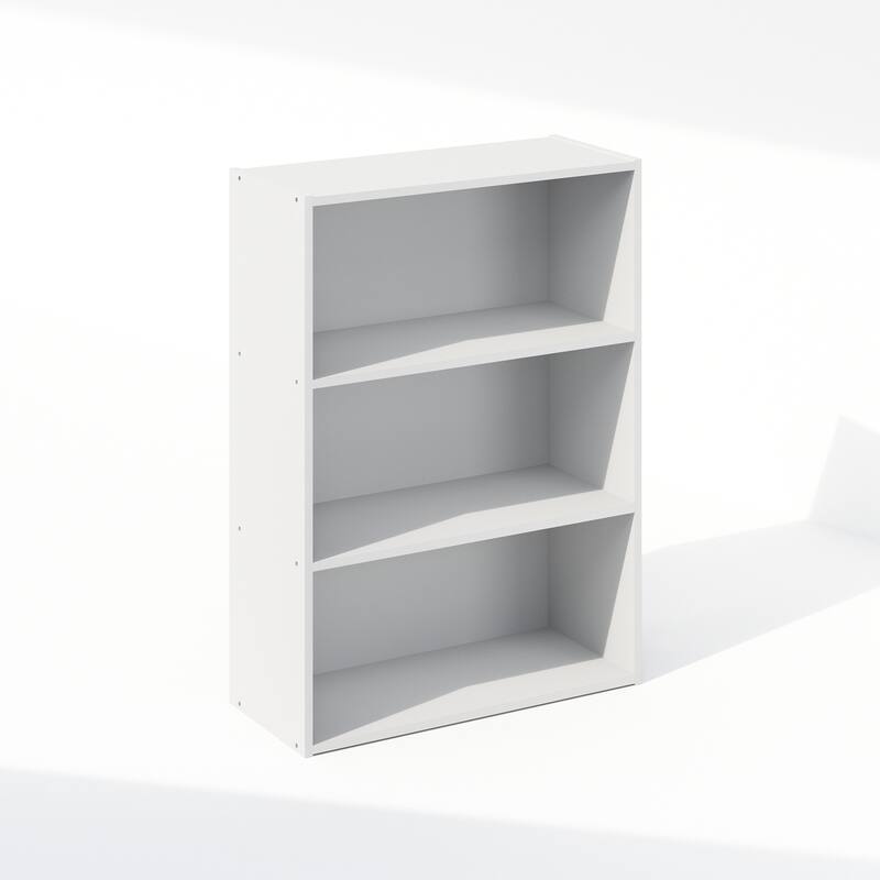 31.5 in. Tall White Wood 3-Shelf Bookcase