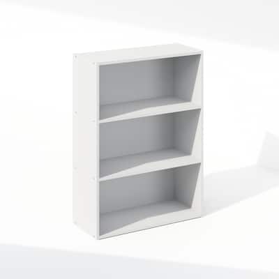 31.5 in. Tall White Wood 3-Shelf Bookcase