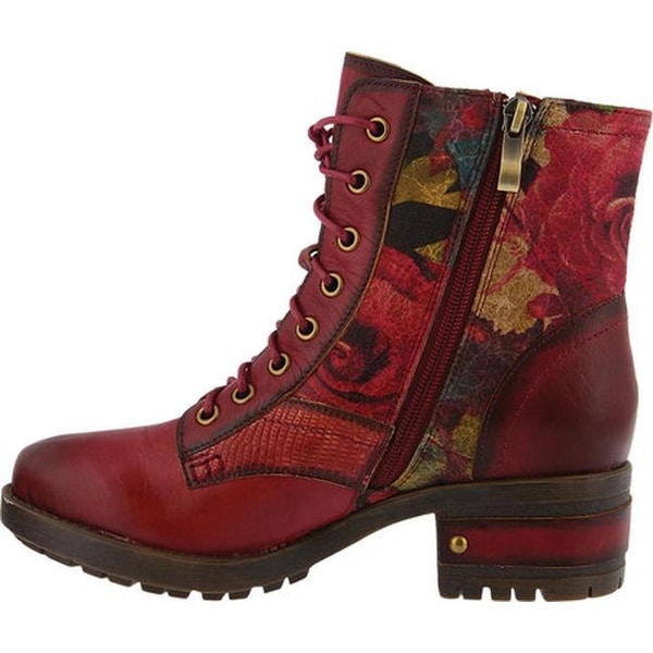 Marty Lace Up Boot Red Leather 